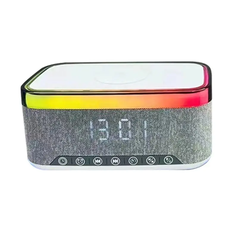 

X12A-Bluetooth-колонка с беспроводной зарядкой, светодиодной подсветкой и будильником, TWS, FM-радио, USB, зарядка 15 Вт