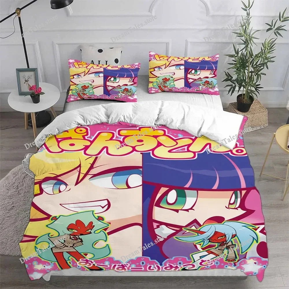 

Комплект постельного белья с мультяшным принтом Panty & Stocking with Garterbelt, размеры: Single, Twin, Full, Queen, King. Набор для взрослых и детей, для спальни, с пододеяльником.