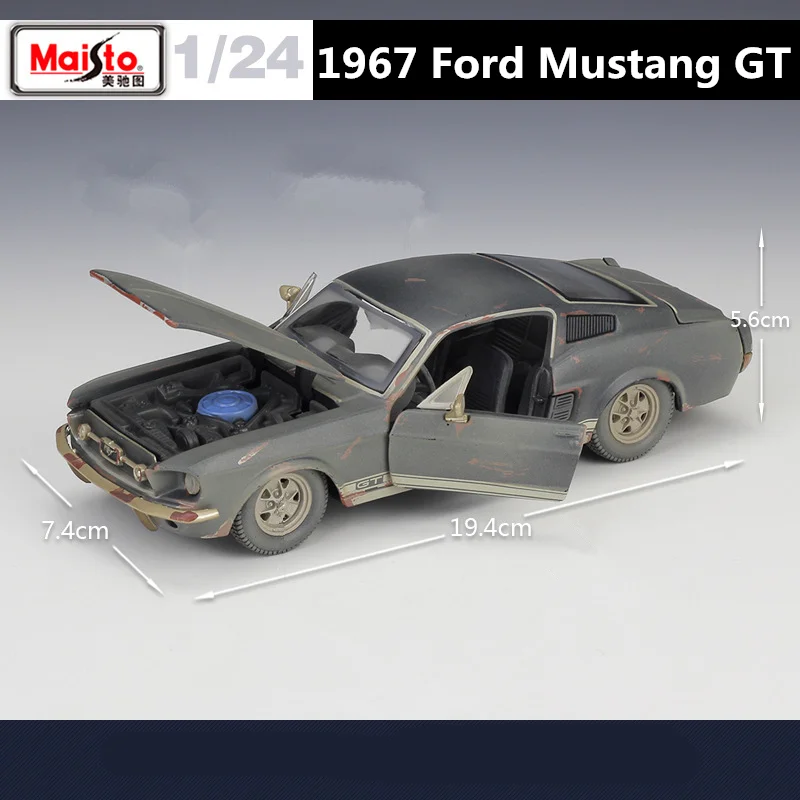 マイスト 1/24 1967年式 フォード マスタング GT 合金製 オールド ラスト スポーツカー モデル ダイキャスト メタル クラシック レトロカー 車両モデル 子供向けギフト