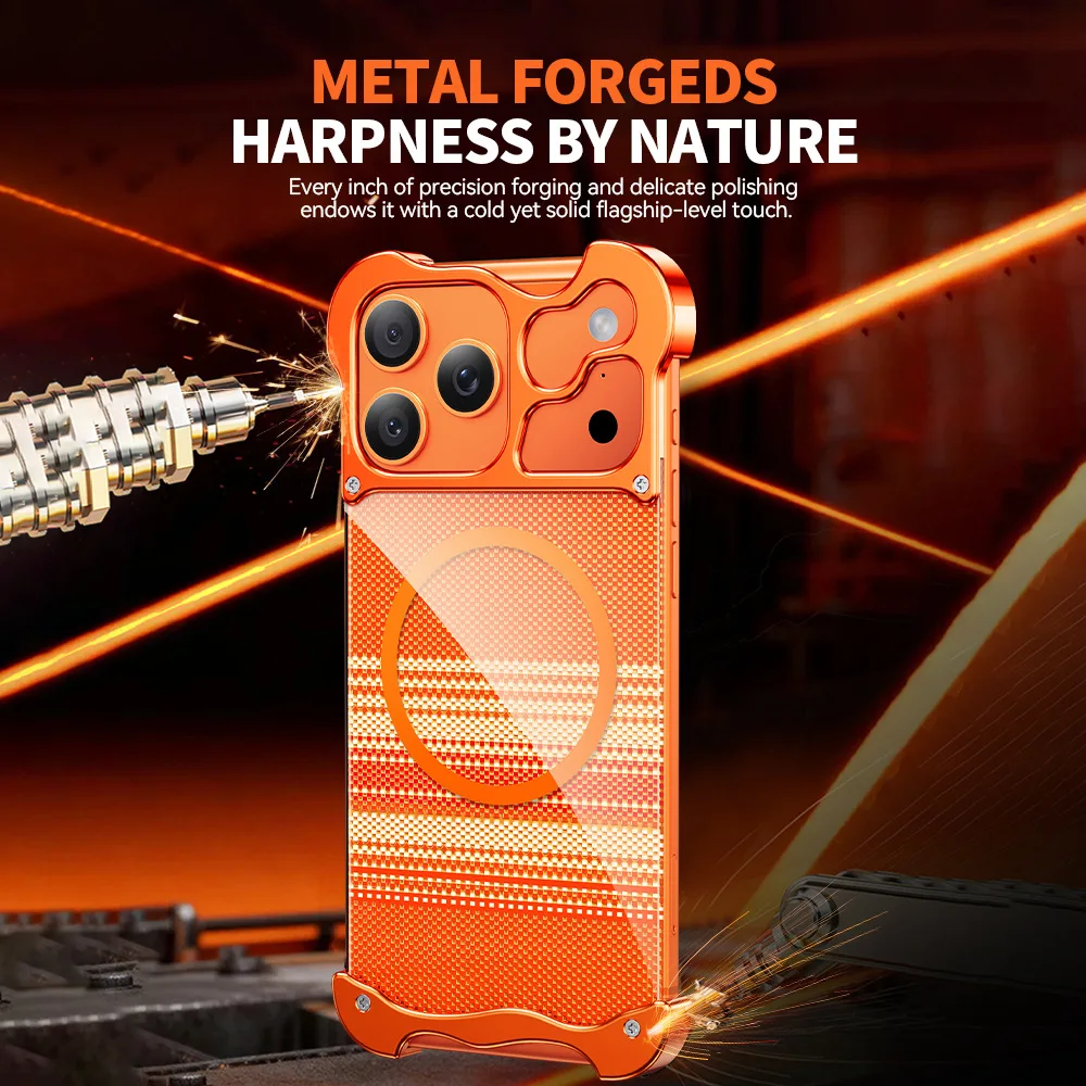 

Металлический чехол для телефона специальной формы для iPhone17 Pro, металлический чехол с текстурой из углеродного волокна без рамок, высококачественный чехол для iPhone17 Pro Max