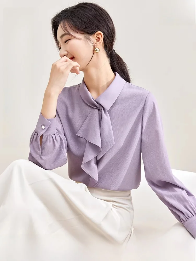 

Shiny Thread Chiffon Shirt Women's Spring 2026 New Style Long Sleeve Beautiful Top French Style Straight Cut Lace Sleeveless