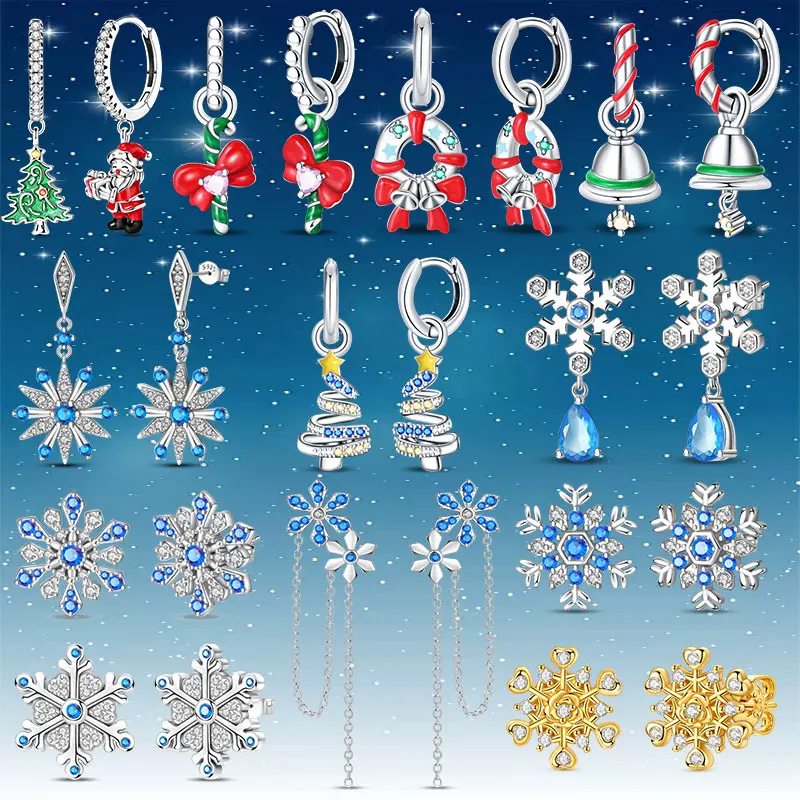 2026 New 100% Sterling Silver  925 Christmas Series Women's Earrings Making Jewelry For Women As Wedding Party Gifts