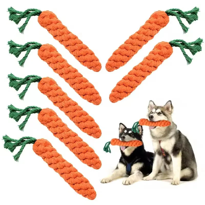 

1pc Pet Dog Toys Carrot Bite Resistant Dog Chew Toys for Small Dogs Puppy Molar Cleaning Teeth Cotton Rope Toy Dogs Accessories
