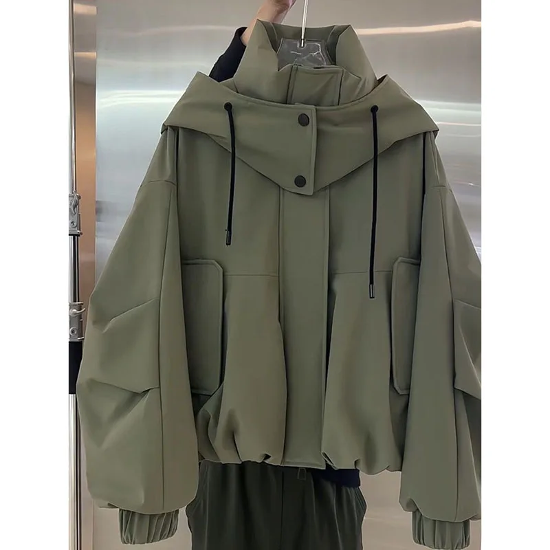 

2026 New Korean Fashion Hooded Windbreaker Female Wild Loose Casual Outerwear Ladies Tops Spring Autumn New Women Jacket