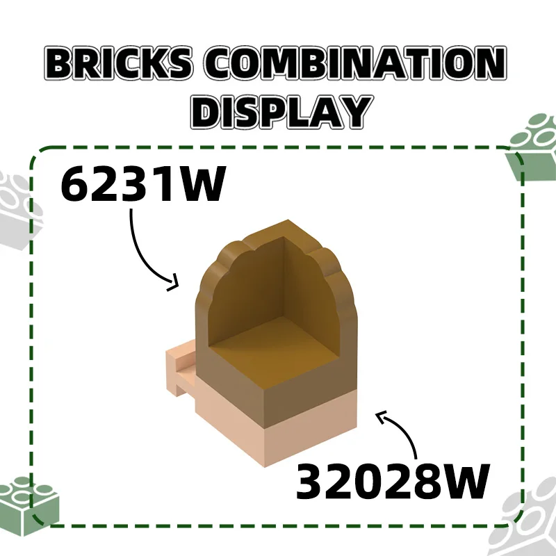 WANGE 354개/세트 6231W 곡선 모서리 1홀 블록 모크 컬러 액세서리 브릭 DIY 부품 장난감 선물