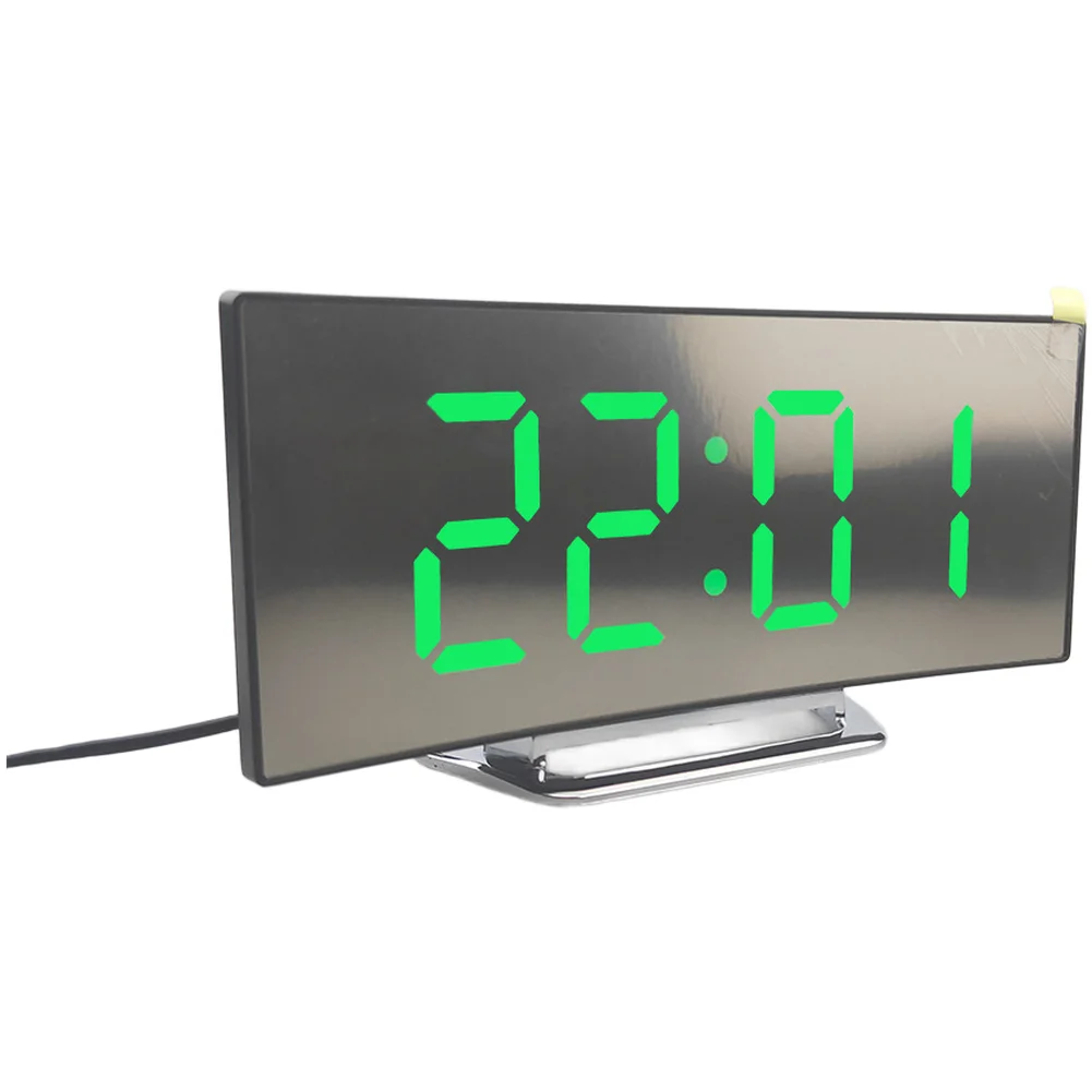 Snooze Function Mirror Alarm Clock For Bedroom For Office Desk 17*7.2*3.1cm Current Temperature Display Clock Large Digits