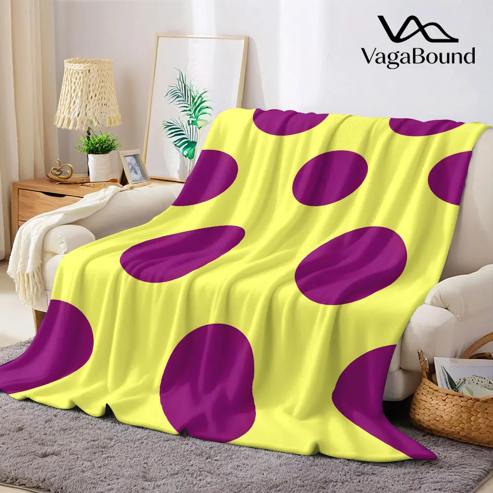 Yellow Purple Big Dot Flannel Blanket Warm Soft Halloween Christmas Decorative Couch Warm Cozy All-Season Gift
