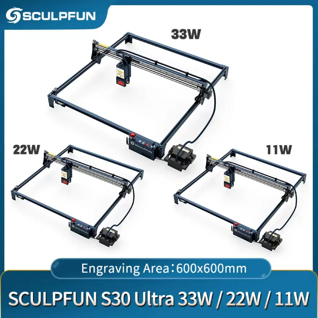 

New SCULPFUN S30 Ultra-33W /22W/11W Laser Engraver 600x600mm Area with Automatic Air-assist Replaceable Lens Eye Protection