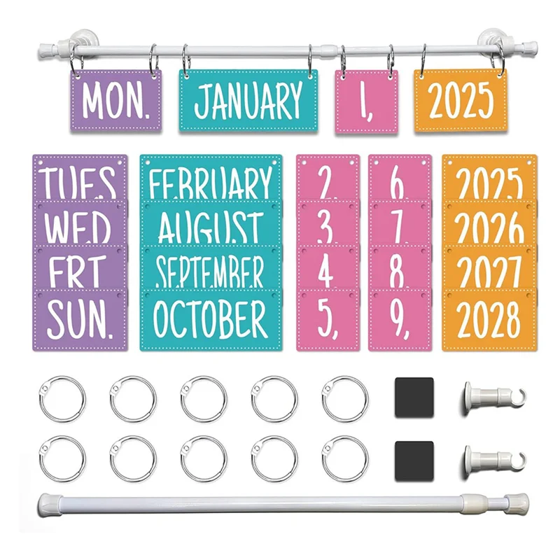 Professional Classroom Calendar Bulletin Board Set Colorful Flip Calendar With Holder For Classroom Decor, Includes 54 Date Card