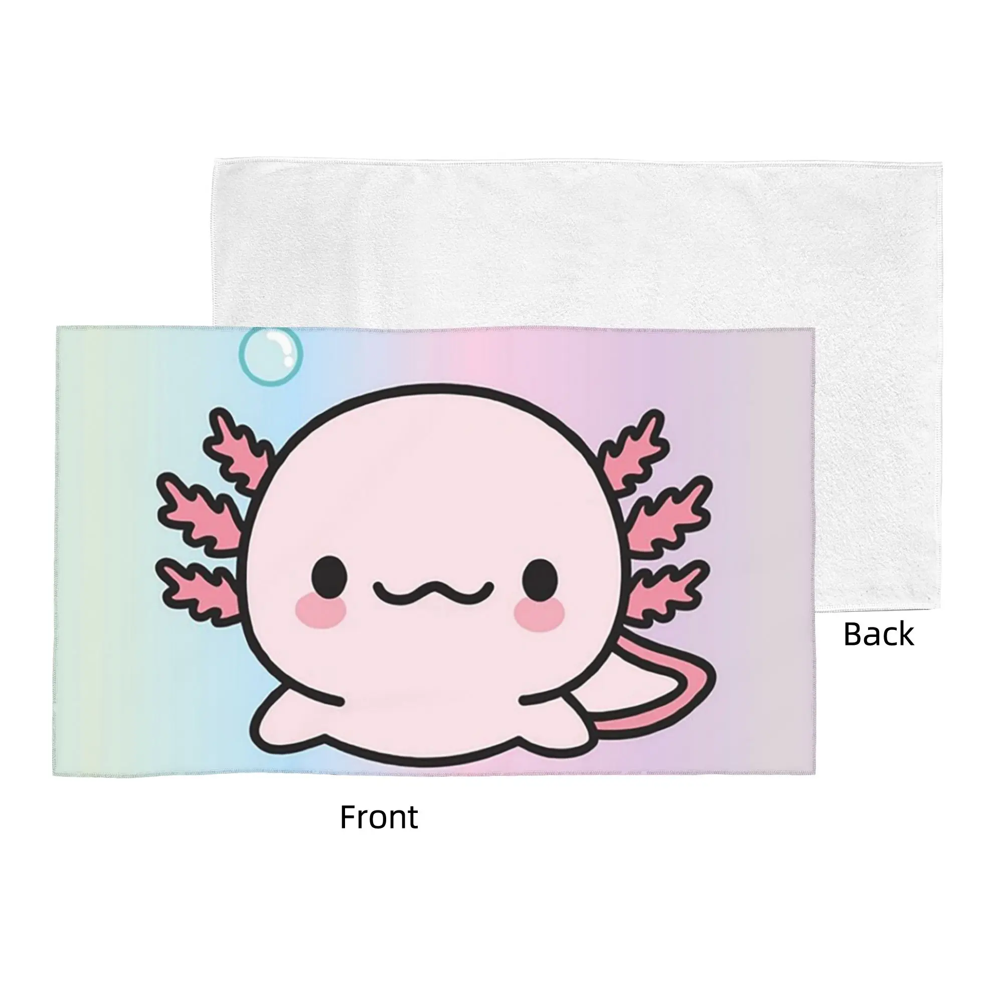 Custom Cute Axolotl Soft Face Towel Quick Dry Pool Bath Cotton Towels Breathable