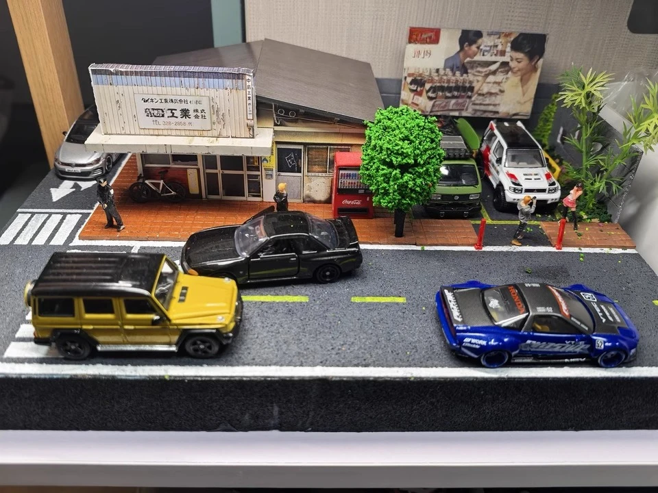 Diorama 1/64 modèle de construction industrielle japonaise ville rue Parking modèles architecturaux maison et véhicule modèle vitrines
