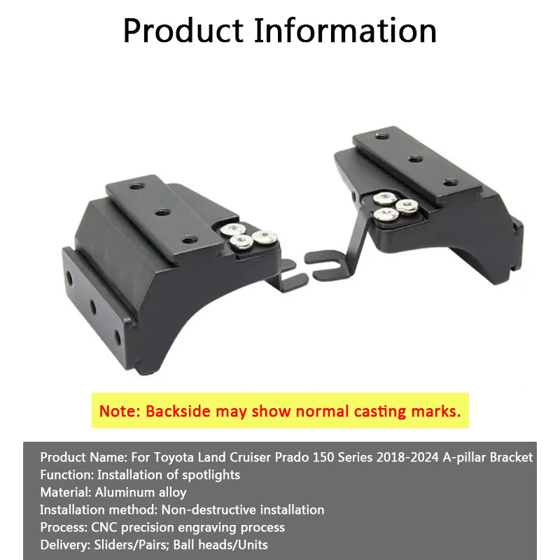 For 2018 2024 Toyota Land Cruiser Prado 150 Series Car Quick Release A Pillar Extension Mount Front Hood Integrated Accessories