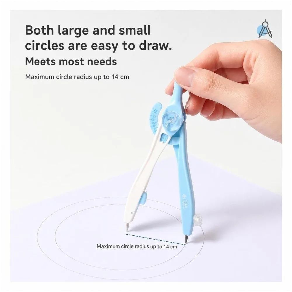 Portable Adjustable Locking Student Compass Lock Distance 2B Lead Drawing Compass With Scale Math Circle Drawing Tool Students