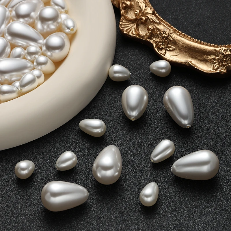 20-100PCS Half Hole Waterdrop Imitation Pearl For Jewelry Making Charm Necklace Earring Beads Pendant DIY Accessorie Wholesale