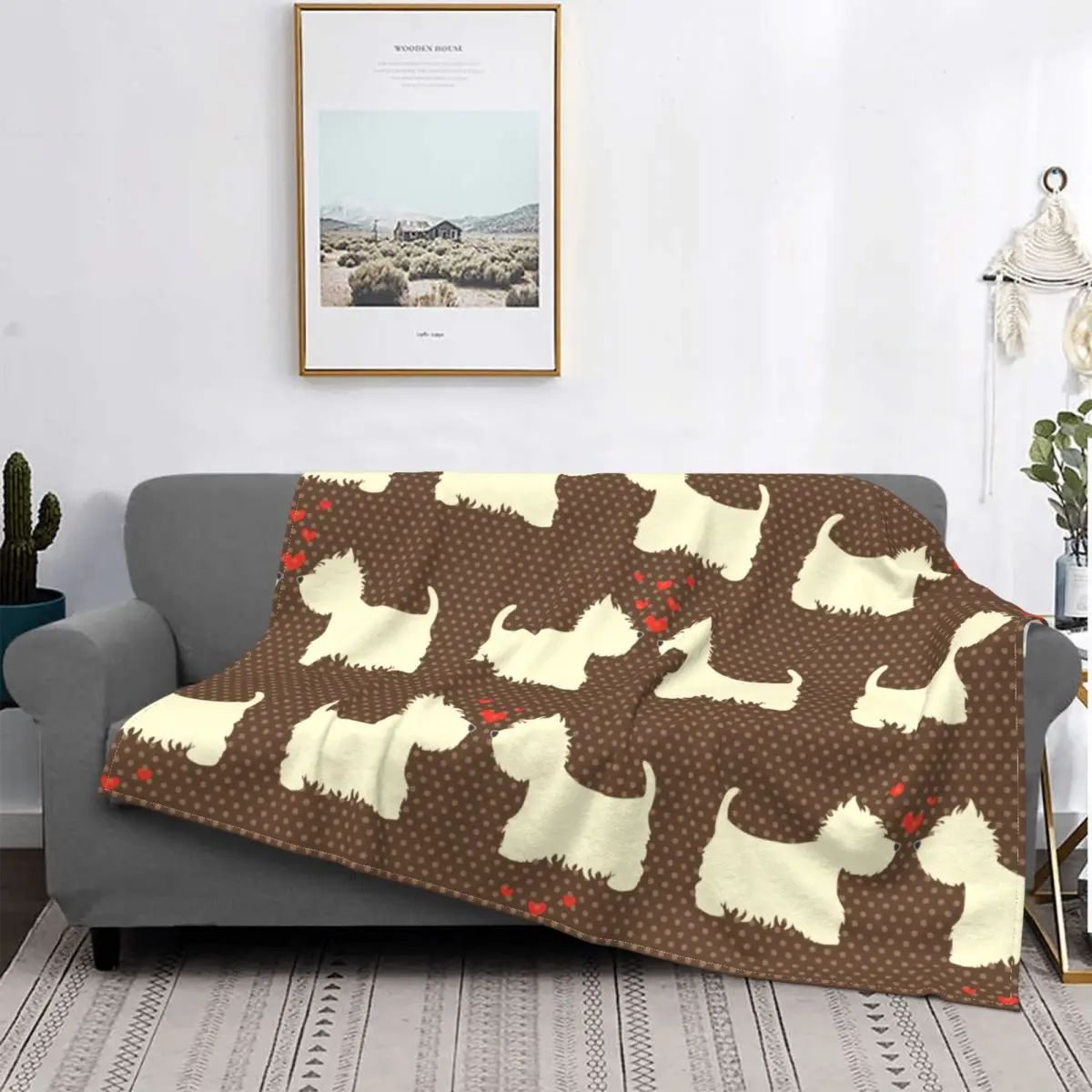 Lovely Westie West Highland Terrier Blanket Flannel Printed Dog Breathable Super Soft Throw Blanket for Bedding Couch Bedspreads