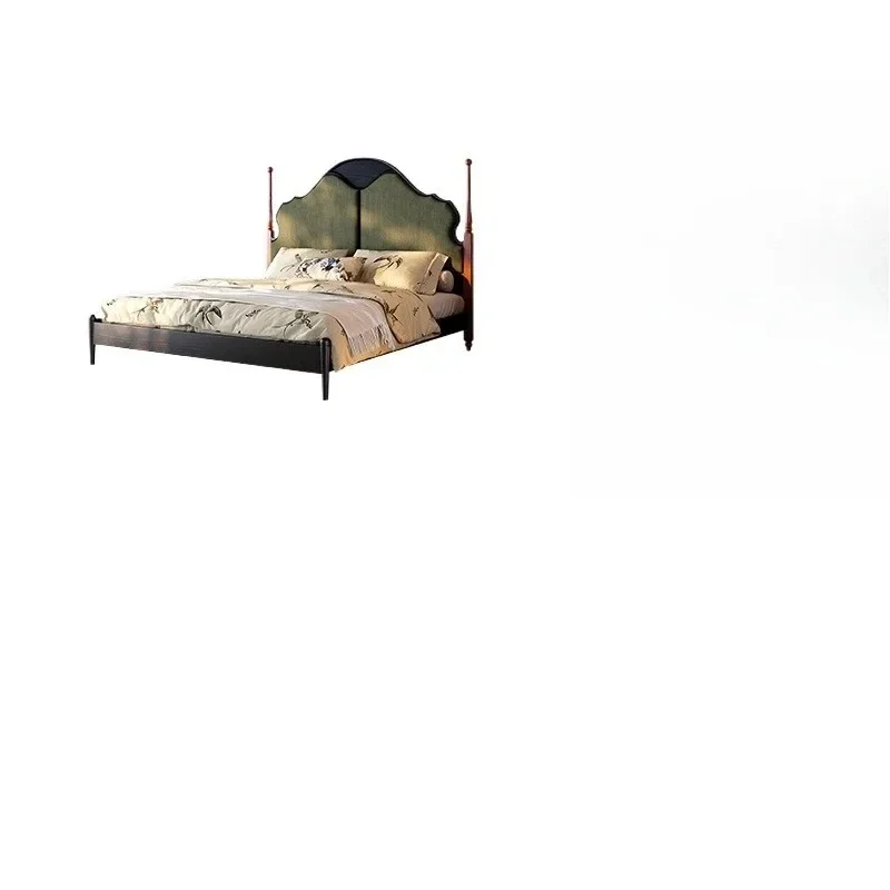 

French retro double bed small apartment master bedroom 1.8M large bed medium ancient style