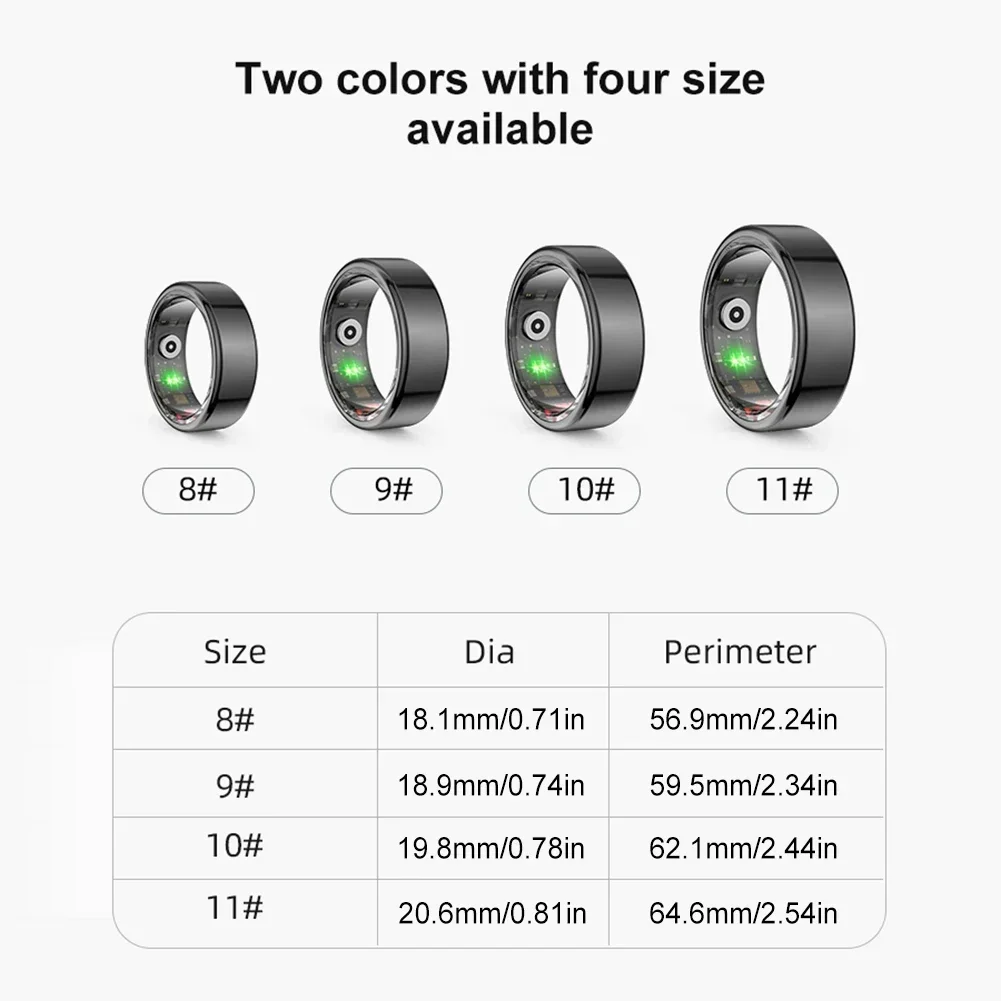 Smart Ring Men Women Military Grade Titanium Steel Shell Health Monitoring IP68&3ATM Waterproof Multi-sport Modes