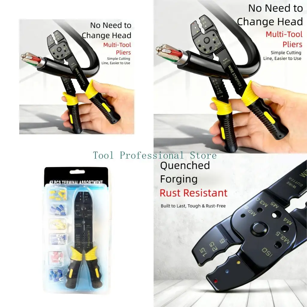 57QF Double Color Sheath Wire Crimper Providing Enhancing Grip and High Visibilities in Work Environment Crafted from Carbon
