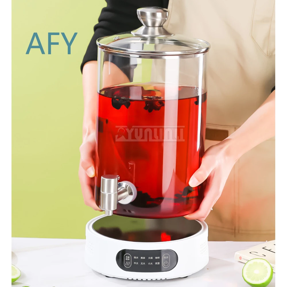 High Temperature Resistant Glass Tea Cooker for Beverage Bucket with Faucet Juice Soybean Milk Insulation Warmer Kettle for