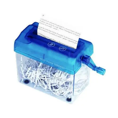 Mini Hand Shredder Crusher Destroyer Paper Documents Cutting Machine Manuel Blue Light and Portable Easy to Use