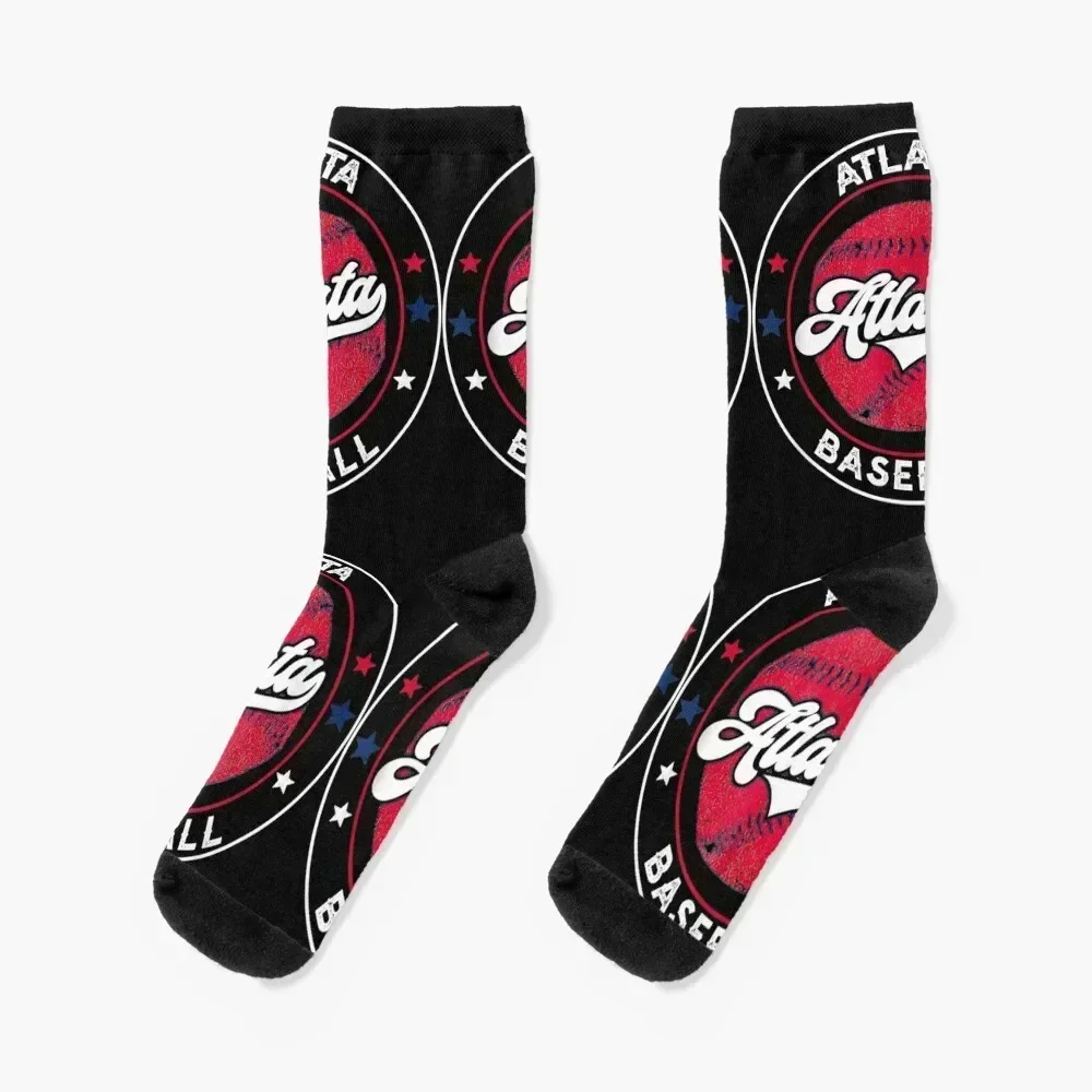 Atlanta Baseball ATL Distressed Game Day Brave Vintage Fan Socks Rugby cool valentine gift ideas Non-slip Socks Male Women's