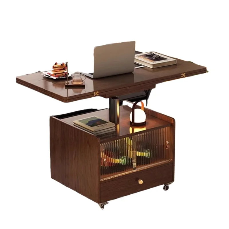 

Medieval style trolley removable coffee table side table sofa side cabinet retro small apartment living room lifting rack