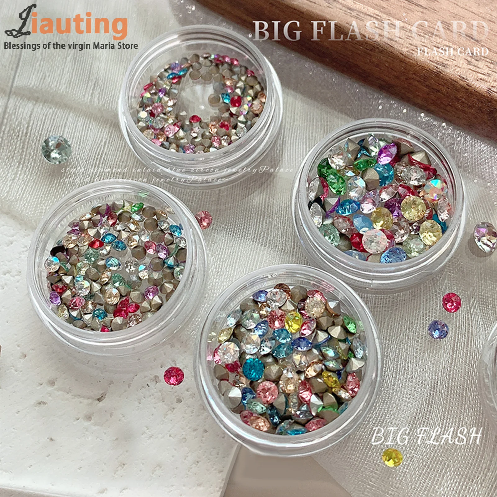 คริสตัลตกแต่งเล็บแบบมีประกาย 50/100 ชิ้น หลากสี รูปทรงสามมิติ ปลายแหลม ประดับเล็บด้วยเพชร สำหรับตกแต่ง DIY