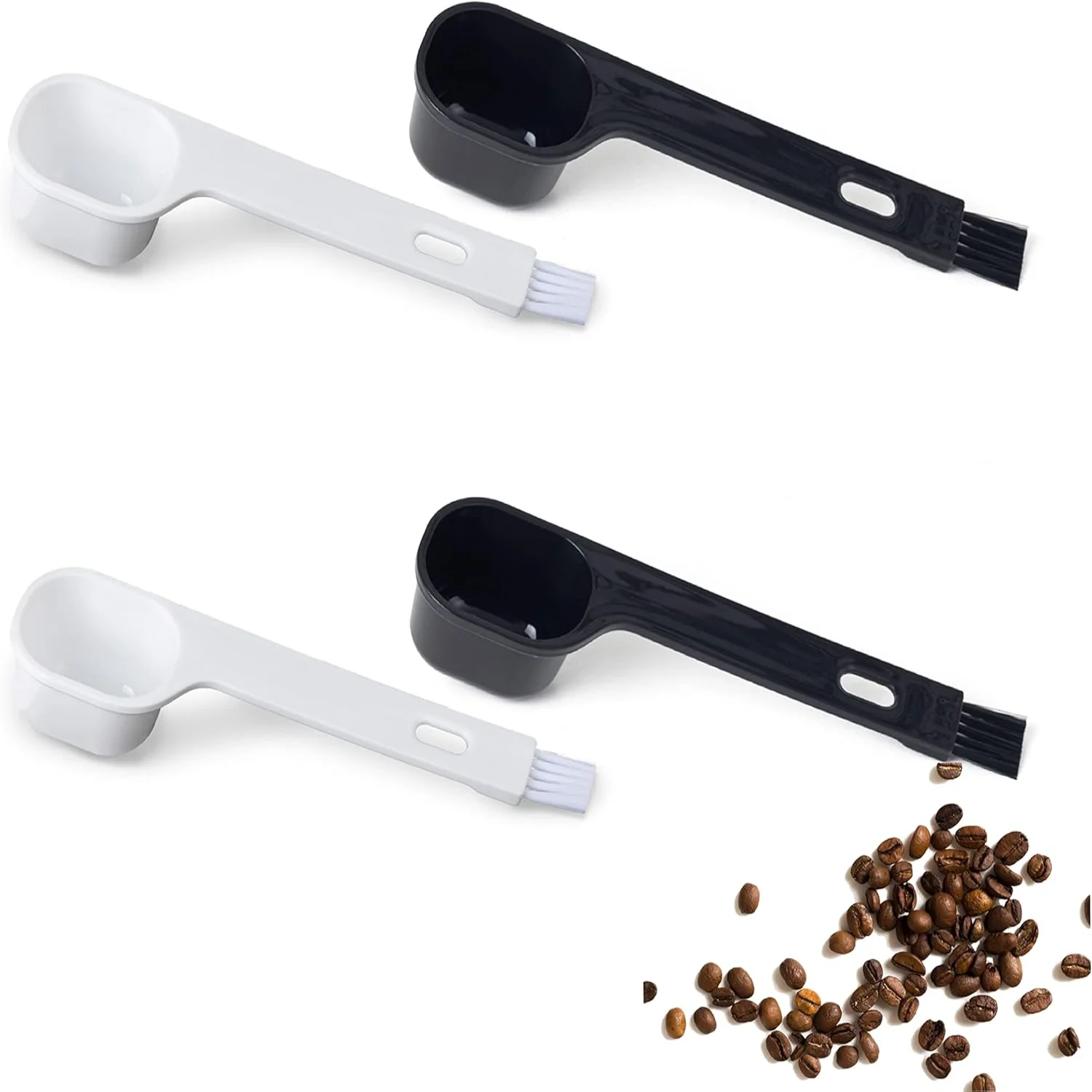 Plastic Coffee Scoops, 2 Tbsp Coffee Scoop with Brush & Espresso Grinder Brush for Ground Coffee Cleaning Tea Power, Coffee Tool