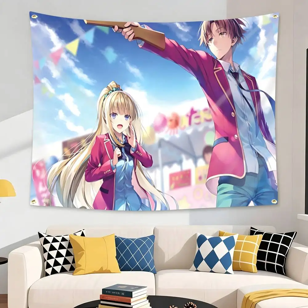 A-Ayanokoji Anime C-Classroom of the Elite Flag Tapestry Banner for Bedroom Living Room Outdoor Camping Custom Supported