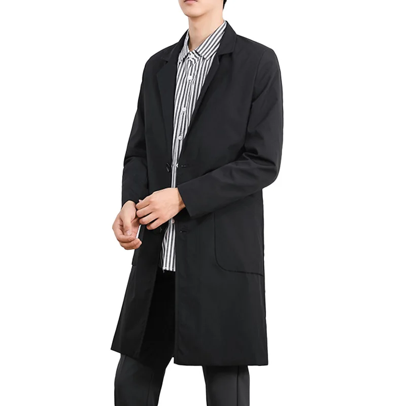 

Men's Single-Button Slim Fit Long Coat Thin Style Casual Color Japanese Style Windbreaker Polyester Fiber Spring Season