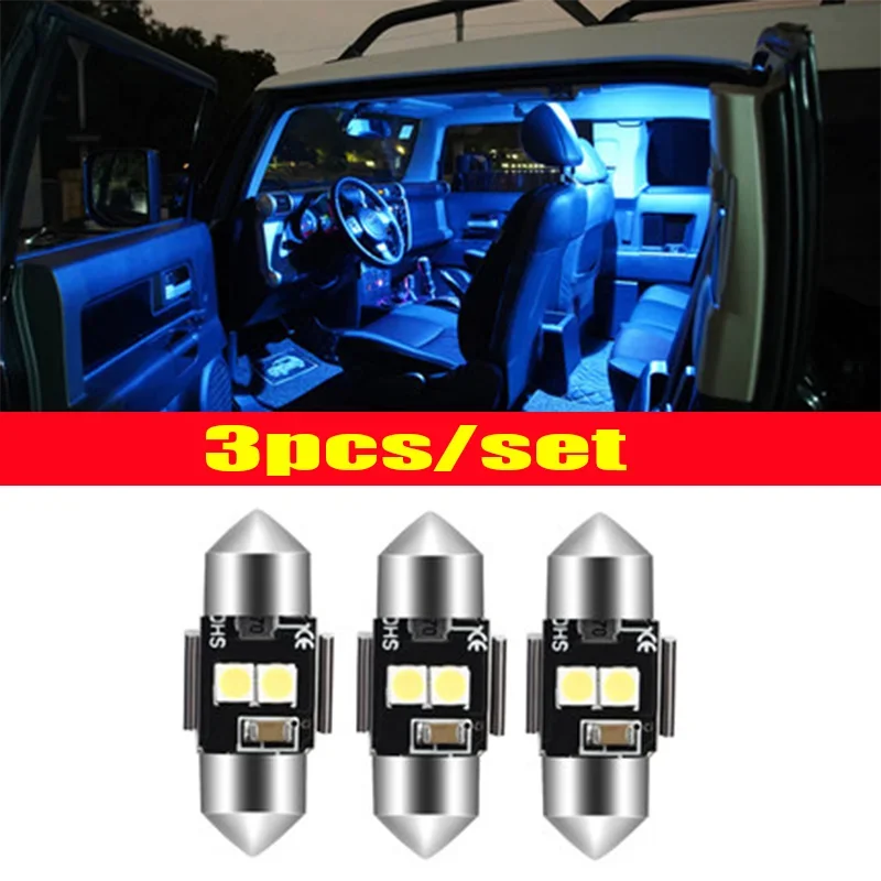 For Toyota FJ Cruiser 2007-2020 3pcs Ice Blue white  LED Bulbs For Car Interior lights Reading light