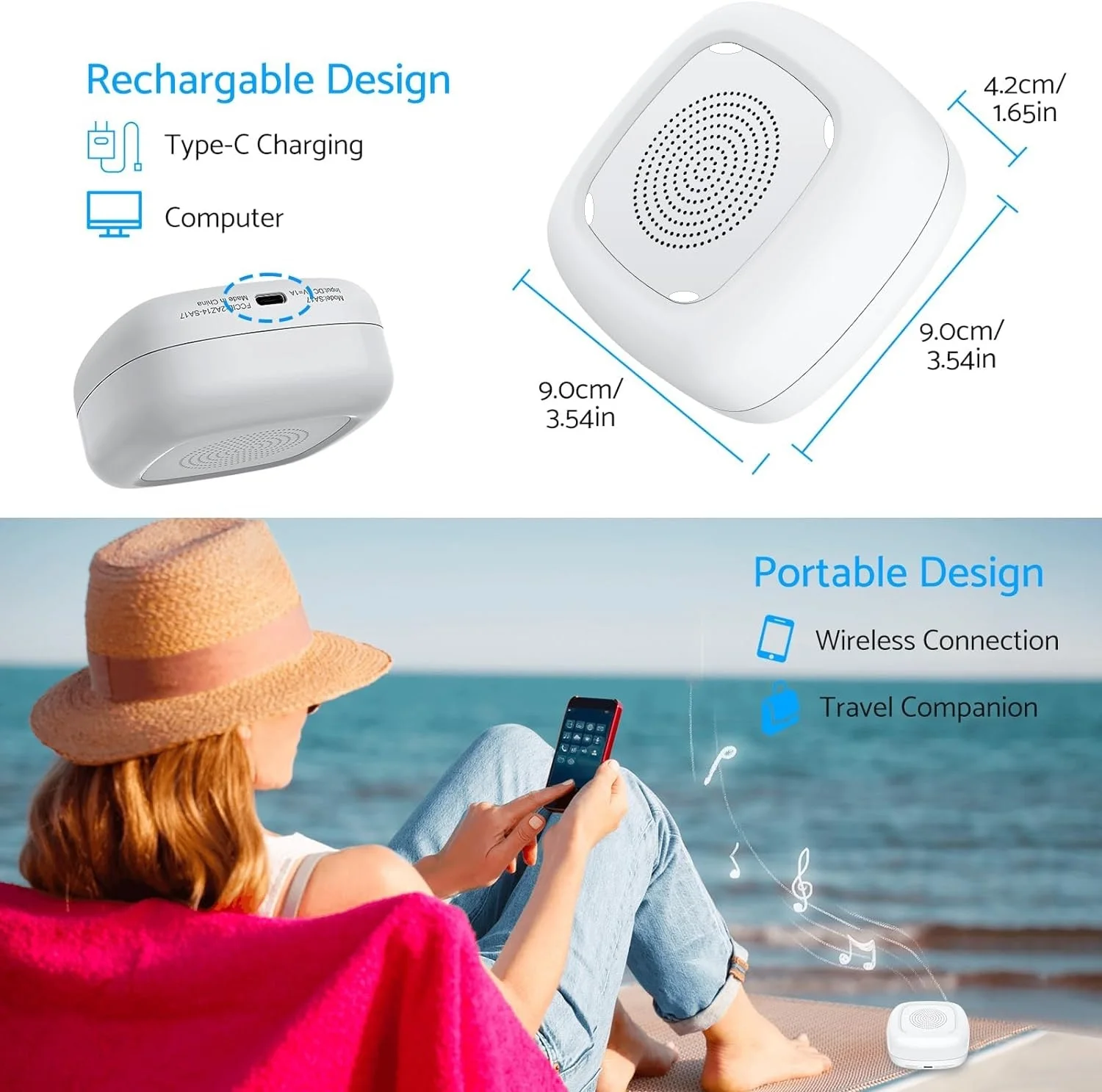 New Arrival Rechargeable Sleep Sound Machine Color Change Night Light Voice Record Function Baby White Noise Sound Machine