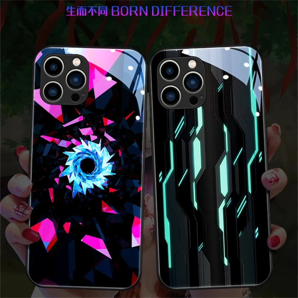 

2024 Top Luminous Cover 7 Colors LED Light Music Cell Phone Case For iPhone 16 15 14 13 12 11 Pro Max Plus Mini X XS XR SE2020