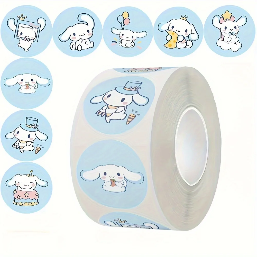 500pcs/roll Sanrio Kawaii Stickers Hello Kitty Melody Kuromi Luggage Graffiti Toy Decals Decoration Sticker Gift Closure Sticker image 6