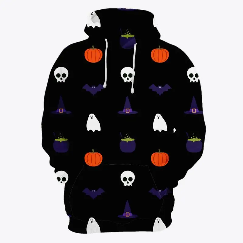 Men's Casual Oversized Vintage Halloween Long Sleeves Hoodie Cartoon Pattern Social Y2k Fashion Quality Luxury Clothes Harajuku