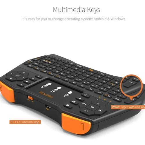 Imagen 2 del producto Ratón inalámbrico Tricolor con retroiluminación, Mouse multifunción con Control remoto y teclado, Mini táctil, 2,4G