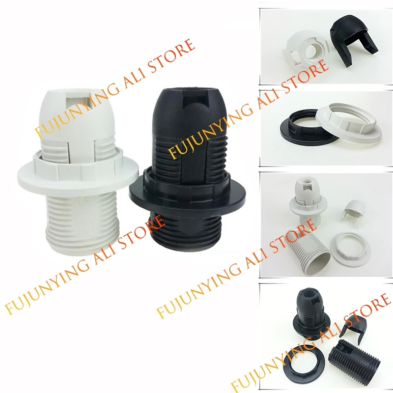 10PCS White Black 2A Full Tooth Screw A14 Lamp Holder Energy Save Chandelier Led Bulb Head Socket Fitting Vintage Light Base A1