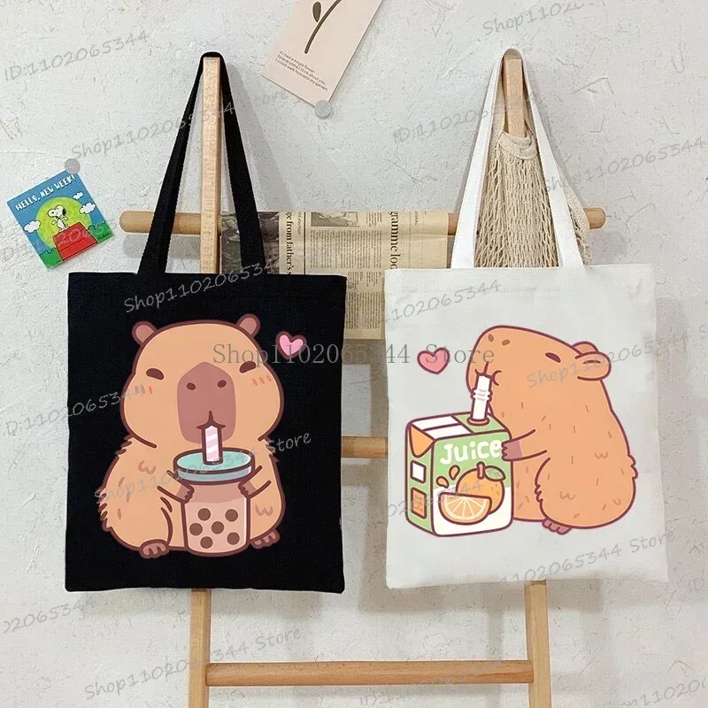 Bobo Tea Capybara grafika torebki damskie Harajuku torba na ramię ze zwierzętami moda kreskówka torba na zakupy torba boczna dla pań