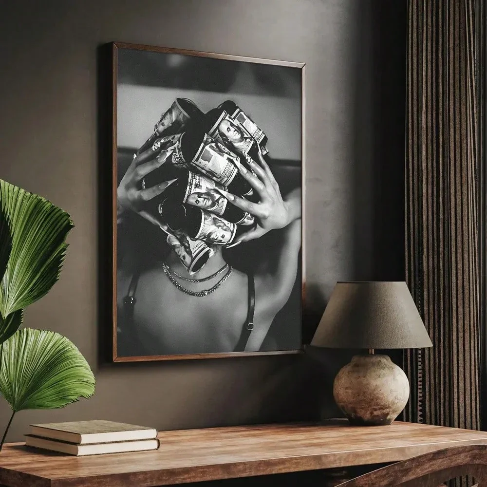 Fashion Wall Art Canvas Poster Print Black and White Simple Art Trendy Painting Suitable for Dorm, Modern Home Decoration