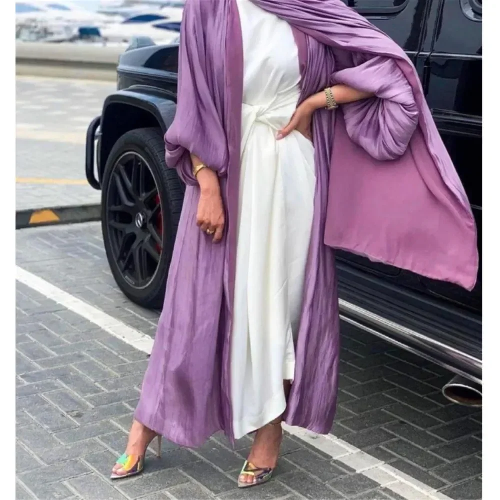 

Eid Open Abaya Dubai Muslim Hijab Dress Bubble Sleeve Summer Turkey Abayas for Women Islamic Clothing Kimono Femme Musulmane