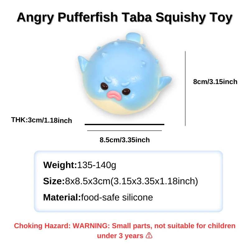 Food Grade Silicone Angry Pufferfish Handmade Taba Squishy Toy