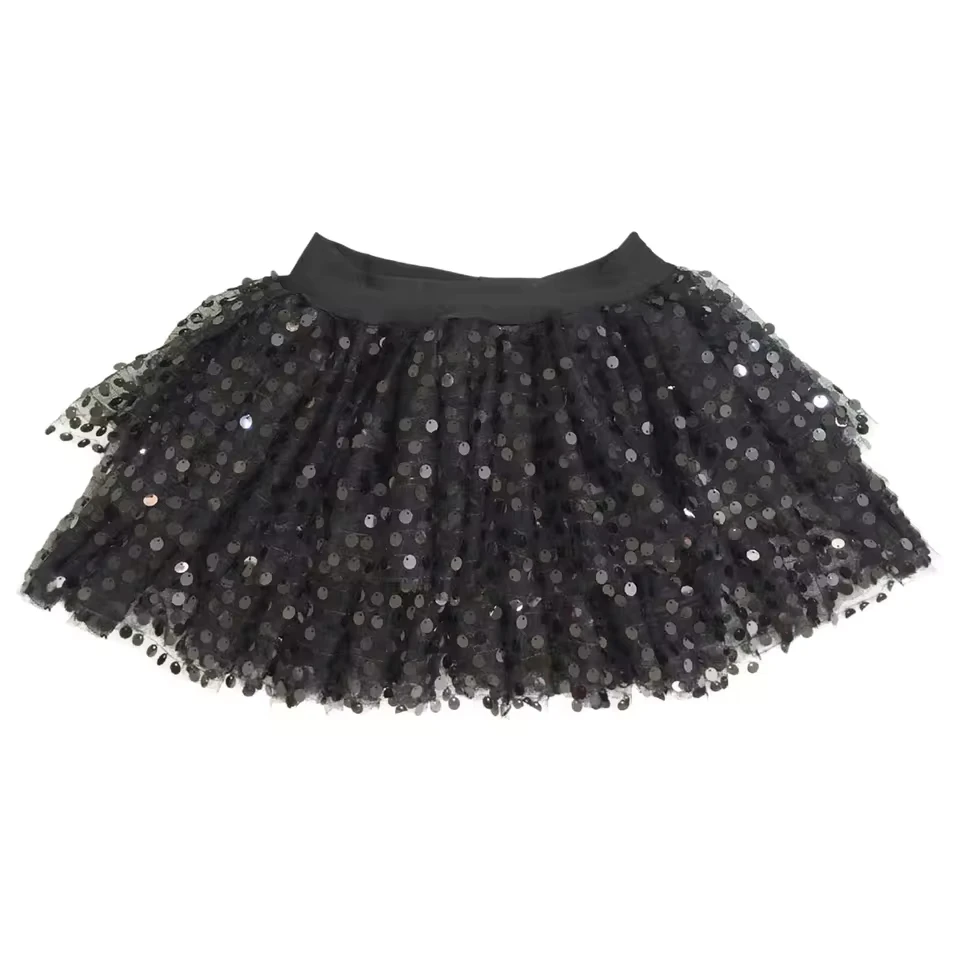 Ladies Cake Short Mesh Skirt Carnival Performance Skirt Fine Glitter Sequins Cheerleader Tutu Skirt Sexy Women Pleated Skirts