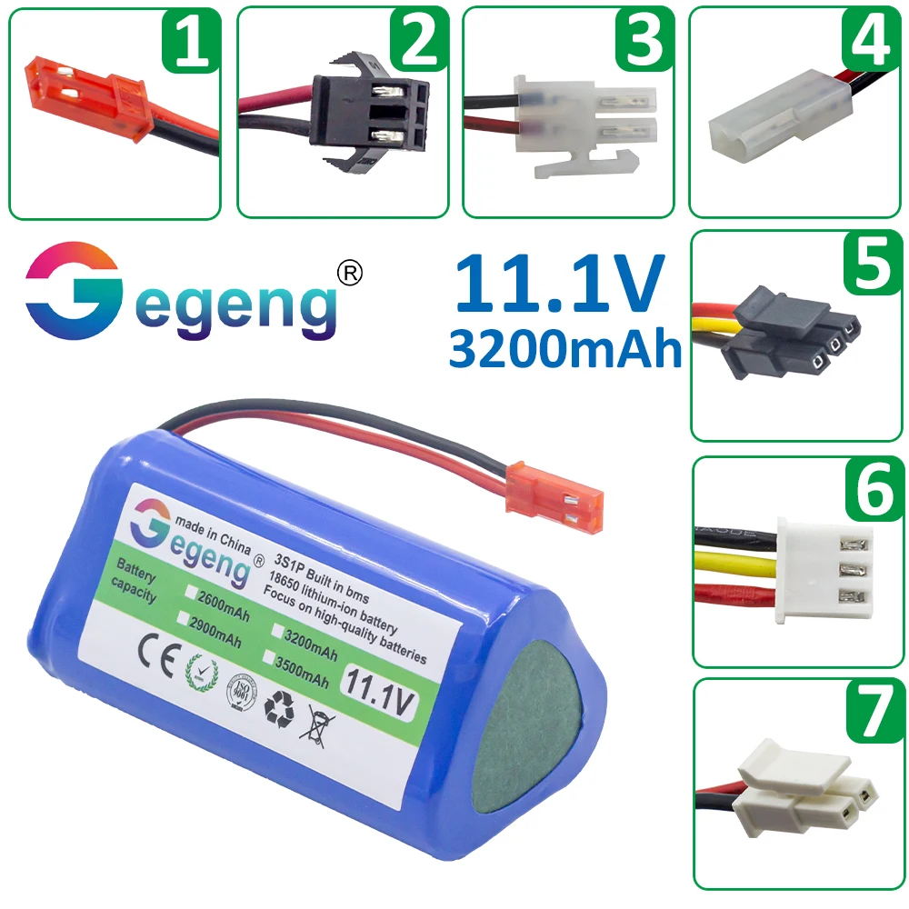 Gegeng 3s1pリチウムイオン電池、11.1v、10.8v、3200mah、cecotec、conga、Slim 890 Deebot、Deeeo Sweper、Cen330、ecovacs ilife v1、v3