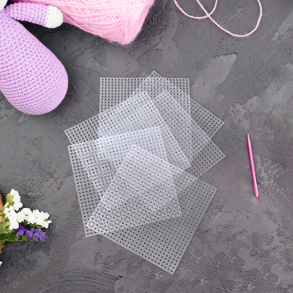 

10pcs Cross Stitch Plastic Mesh Canvas For Diy Craft Crochet Embroidery Needlework Supplies Lightweight Durable Clear Grid