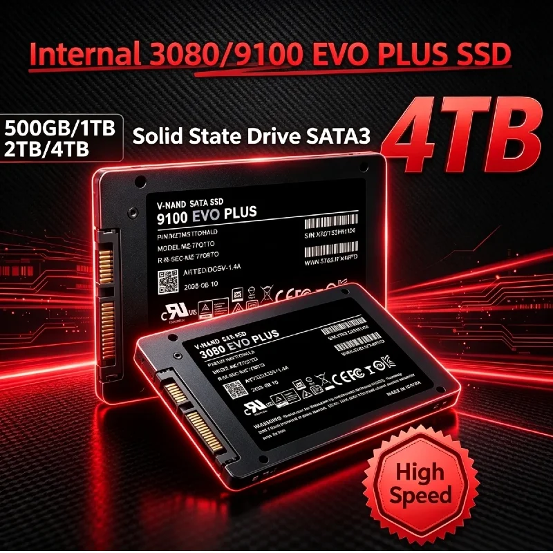High Speed 4TB SATA3 SSD 550MB/s Read Speed, 3080/9100 EVO PLUS Internal Solid State Drive for Desktop PC, Mini Computer