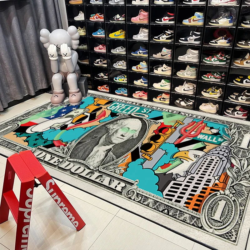 Cartoon Dollar Money Lounge Rug Hallway Entrance Doormat Living Room Bedroom Bedside Carpet Floor Anti Slip Mat Home Decor