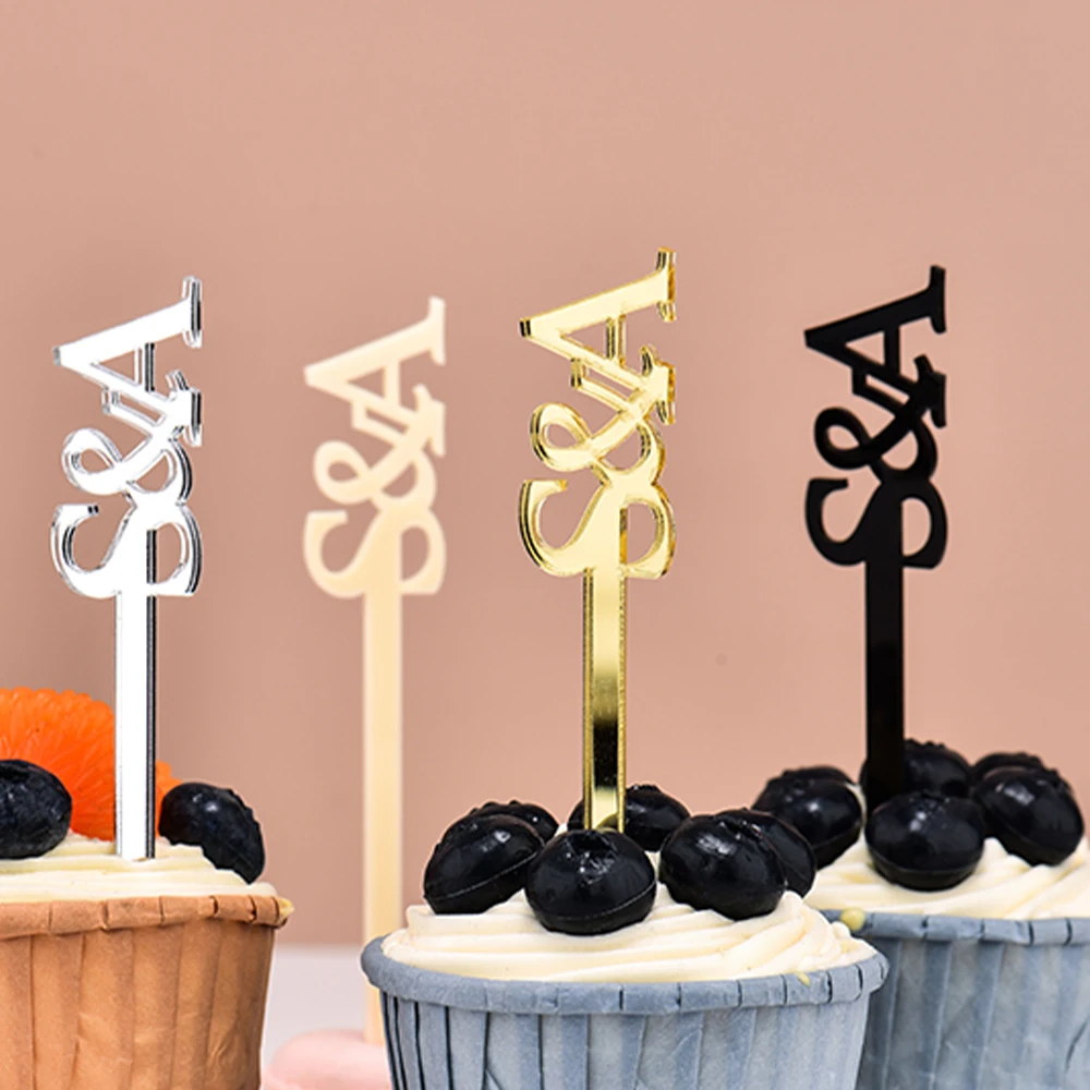 Personalized Acrylic Initial Pick Cupcake Toppers Markers Custom Wedding Mini Cake Topper Appetizer Skewers Appetizer Food Picks