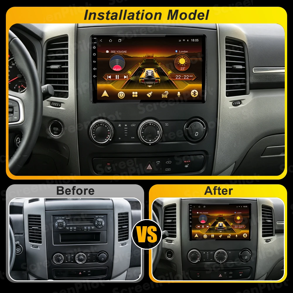 Android 16 For Mercedes-Benz Sprinter For Volkswagen Crafter 2006 Car Radio Intelligent System Carplay Touch Screen  8 Core Wifi