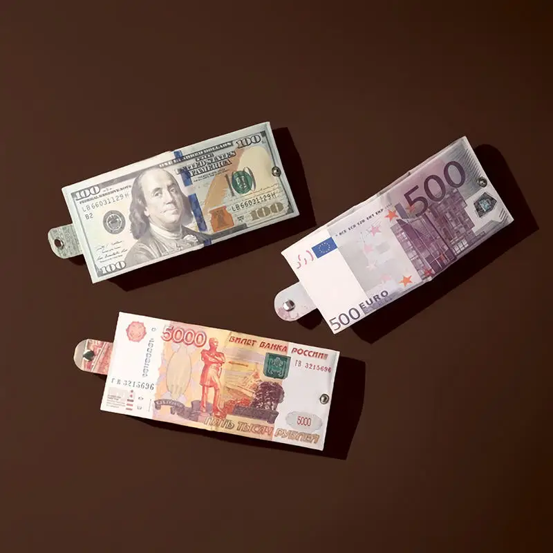 

Кошелек-портмоне из канваса с принтом денег, складной, для кредитных и ID-карт, с изображением долларов, фунтов, евро, портативный, для мужчин и женщин, на каждый день