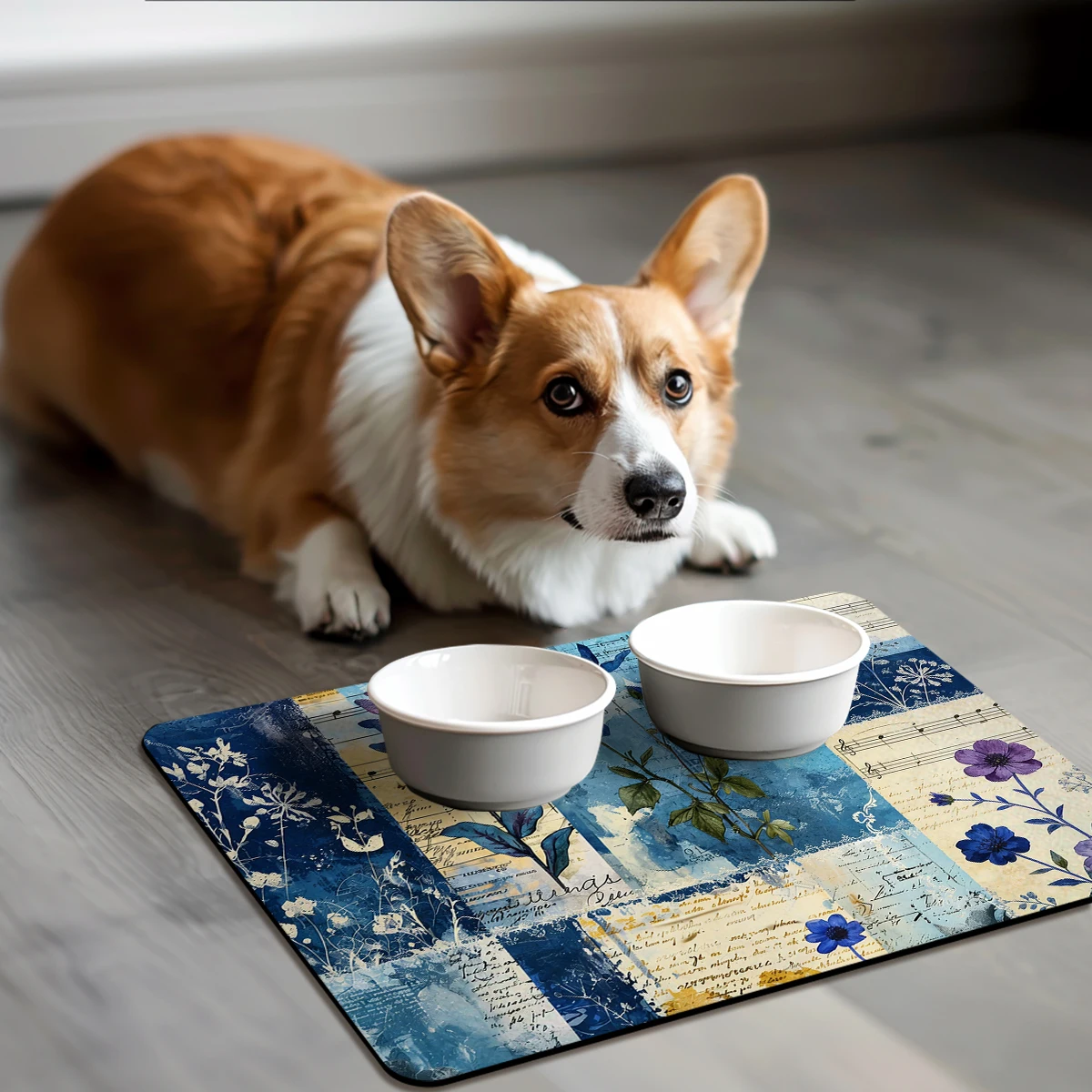 Vintage Key & Map Pattern Polyester Absorbent Mat - Decorative Mat for Home, Stylish Indoor Use Mat